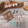 Wholesale of Western Wind Bull Head Sunflower Cactus Horse Head Wooden Slice Earrings