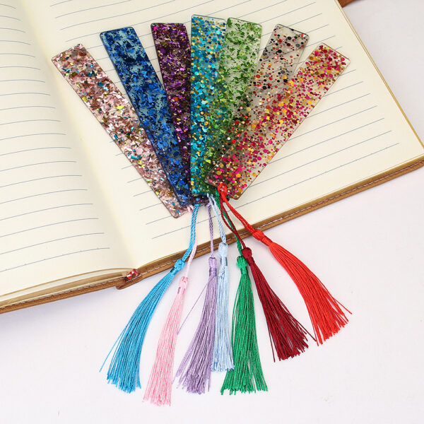 Wholesale Creative Shiny Crystal Rectangular DIY Transparent Acrylic Tassel Bookmark