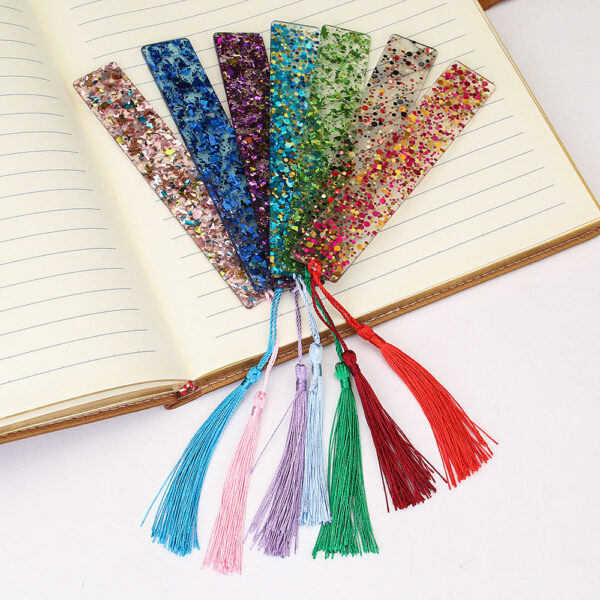 Wholesale Creative Shiny Crystal Rectangular DIY Transparent Acrylic Tassel Bookmark