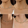 Wholesale Alloy Green Beaded Sugar Cube Ball Necklace