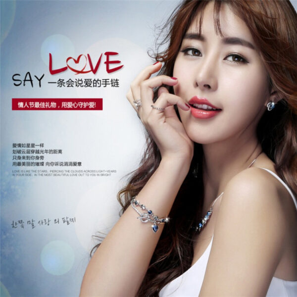 Wholesale Heart of the Ocean Heart Diamond Metal Bracelet