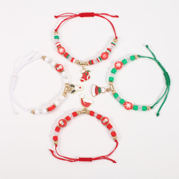 Wholesale Christmas Woven Adjustable Snowman Christmas Tree Old Man Deer Antler Bracelet
