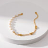 Wholesale Pearl Gold Plated Double Copper Bracelet
