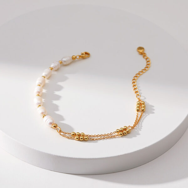 Wholesale Pearl Gold Plated Double Copper Bracelet