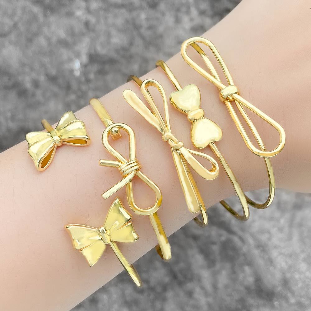 Wholesale Bowknot lished Copper 18k Gold Plated Bracelet