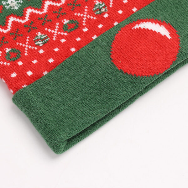 Wholesale Illuminated Christmas Hats, Snowflake Elk Cartoon Jacquard Fur Ball Hats, Knitted Hats