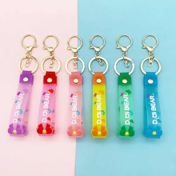 Wholesale Soft Glue Transparent Bow Lanyard Keychains