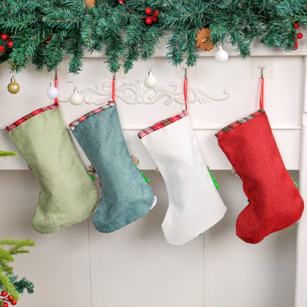 Wholesale Large Size Christmas Stockings Fence Hangings Burlap Gift Bags Christmas Tree Decorations