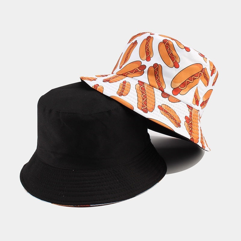 Wholesale lyester Hot Dog Pattern Embroidery Bucket Hat