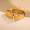 Wholesale Stainless Steel 18K Gold Plated Geometric Strip Open Ring