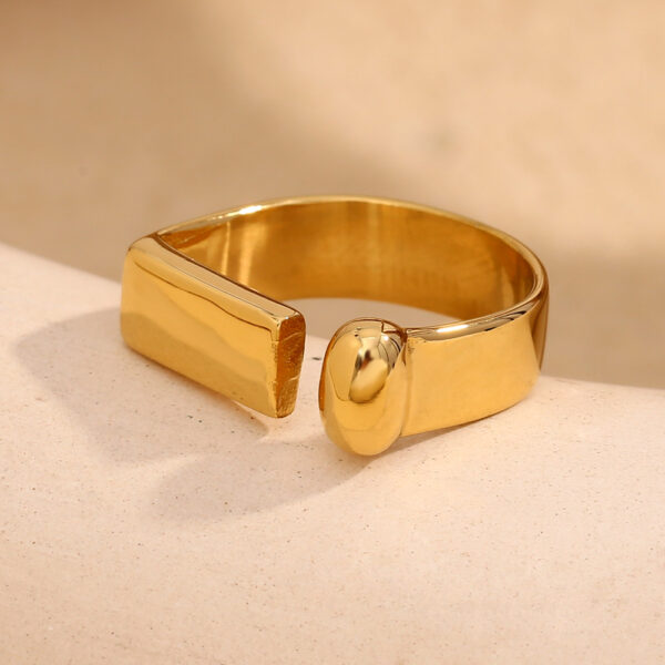 Wholesale Stainless Steel 18K Gold Plated Geometric Strip Open Ring
