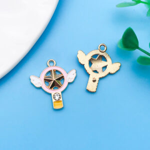 1 22x24mm oil dripping pink anime magic wand-17507-2g