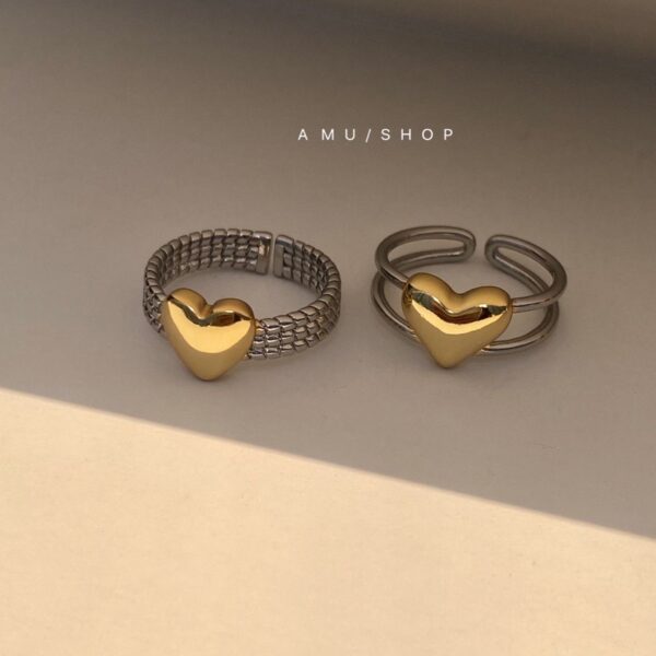 O1CN01bxeoV027MD1QWIJG1_2212438737782-0-cib Wholesale Gold and Silver Color Matching Love Chain Opening Adjustable Copper Ring