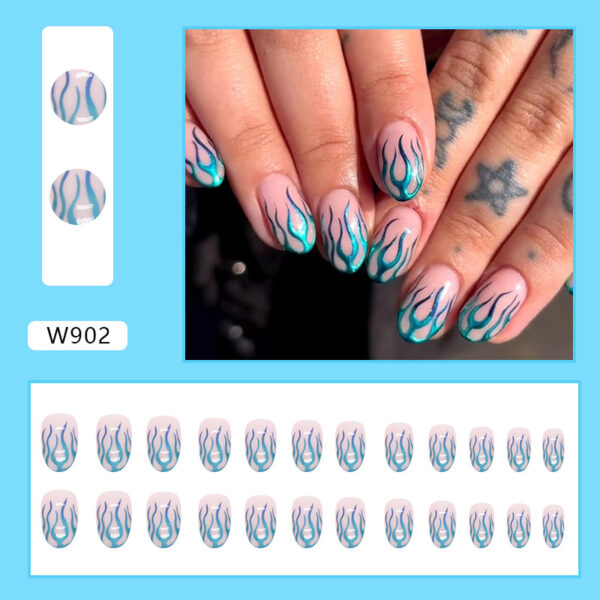 O1CN01bzJwgi1qQveOv8M9q_3917635491-0-cib Wholesale Blue Green Gradient Aurora Flame Round Toe Short Nail Stickers