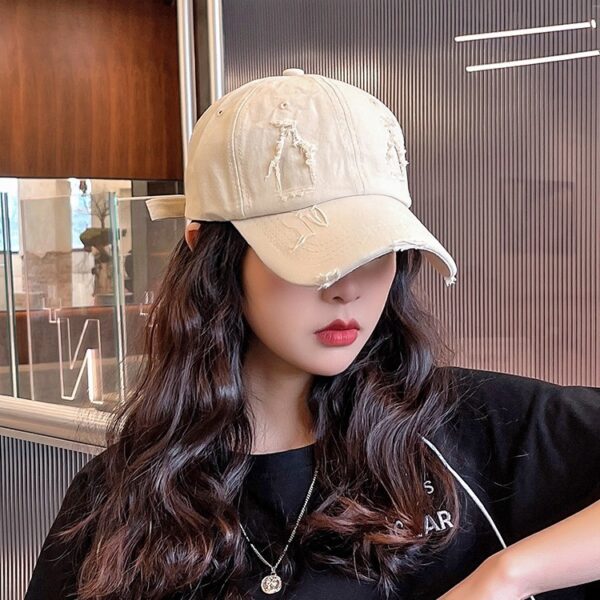O1CN01c0jtGL1K1Dlf0LgLe_2212784831103-0-cib Wholesale Distressed Hole Solid Color Hip Hop Baseball Cap