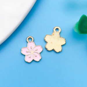 1 piece of 12x14.5mm oil dripping pink cherry blossom-12086-0.7g