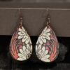 Wholesale Vintage Feng Shui Drop Shaped Sunflower Wooden Earrings