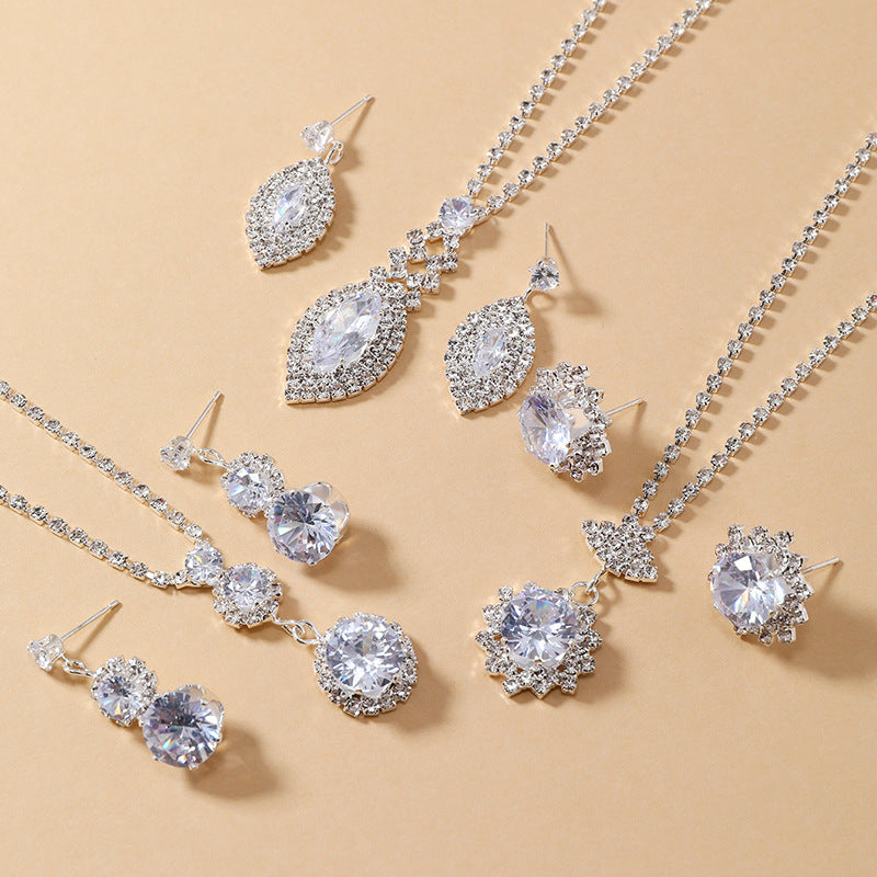 Wholesale Ser Flash Rhinestone Necklace Earring Set