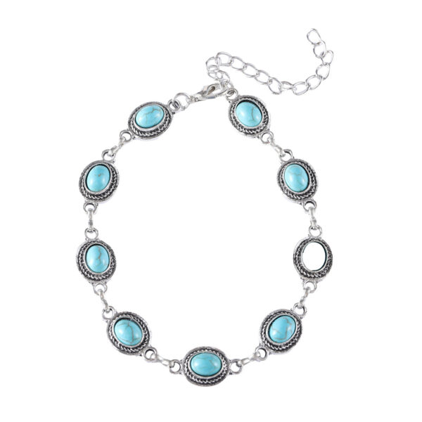 Wholesale Bohemian Retro Inlaid Turquoise High-end Simple and Versatile Ancient Style Bracelet