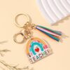 Wholesale Wooden Rainbow Tassel Teacher's Day Gift Keychain