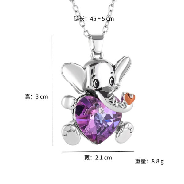 Wholesale Elephant Heart Colorful Crystal Necklace