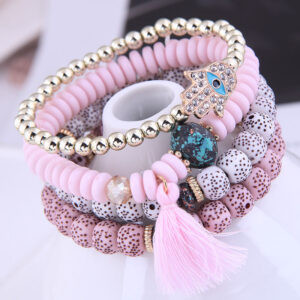 Pink tassel four layers