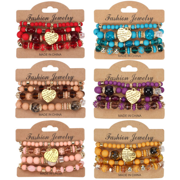 Wholesale Bohemian Ocean Style Candy Color Beaded Bracelet Set