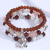 Wholesale Glass Bead Alloy Small Elephant Pendant Multilayer Bracelet