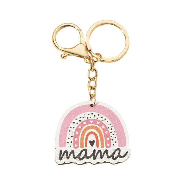 Wholesale Leopard Print Mama Letter Wooden Keychain
