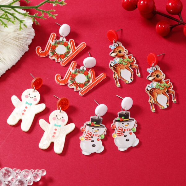 Wholesale Christmas Snowman Elk Acrylic Earrings