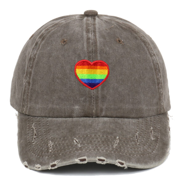Wholesale Cotton Rainbow Heart Embroidery Baseball Cap