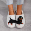 Wholesale Home Winter Dachshund Animal Embroidery Warm Thick Non-slip Slippers