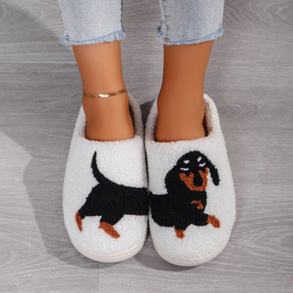 Wholesale Home Winter Dachshund Animal Embroidery Warm Thick Non-slip Slippers