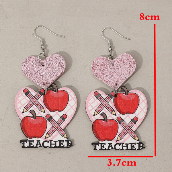 Wholesale Valentine's Day Pink Love Apple Pencil Leather Earrings
