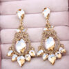 Wholesale Vintage Luxury Crystal Cutout Zinc Alloy Earrings