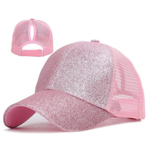 Frosted ponytail baseball cap-pink / Adjustable