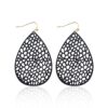 Wholesale Leather Hollow Mesh Non-standard Water Drop Earrings