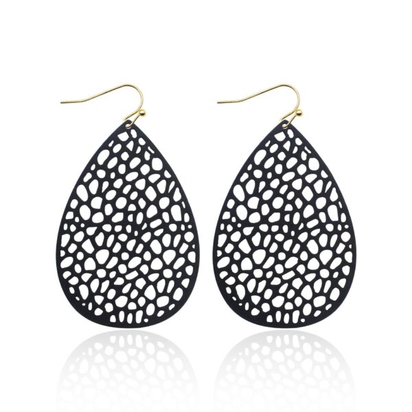 Wholesale Leather Hollow Mesh Non-standard Water Drop Earrings