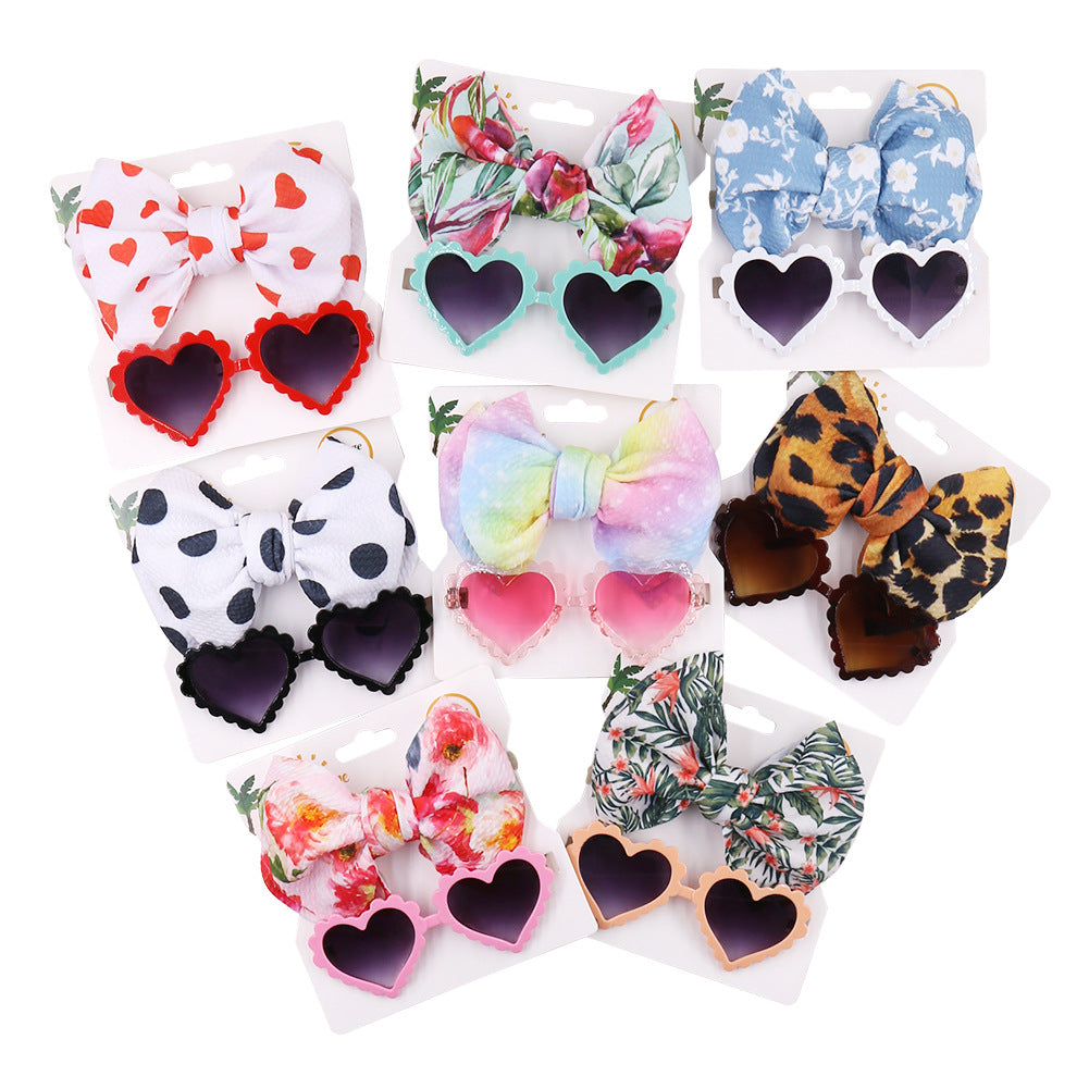 Wholesale Baby Summer lyester Printed Headband Sun Lens Strap Set