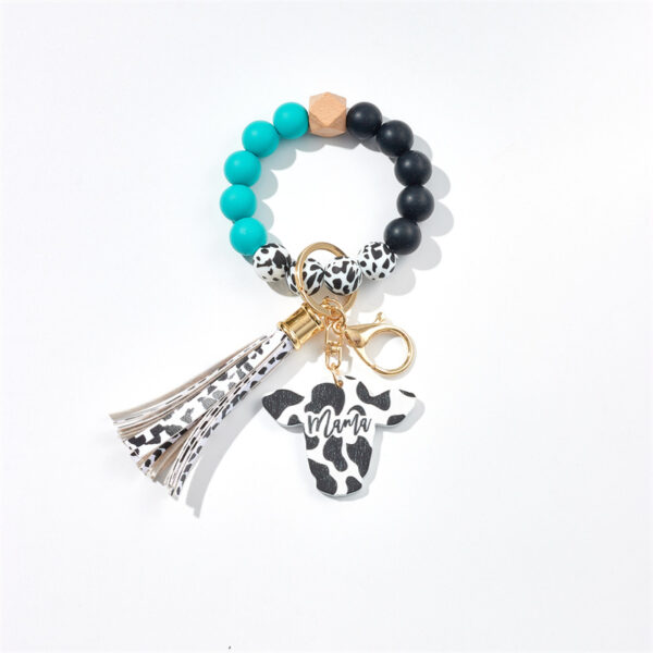 Wholesale Niutou Western Style Silicone Beaded Wrist Keychain