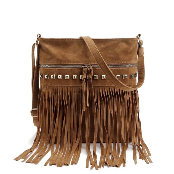 Wholesale Velvet Rivet Tassel Shoulder Bag