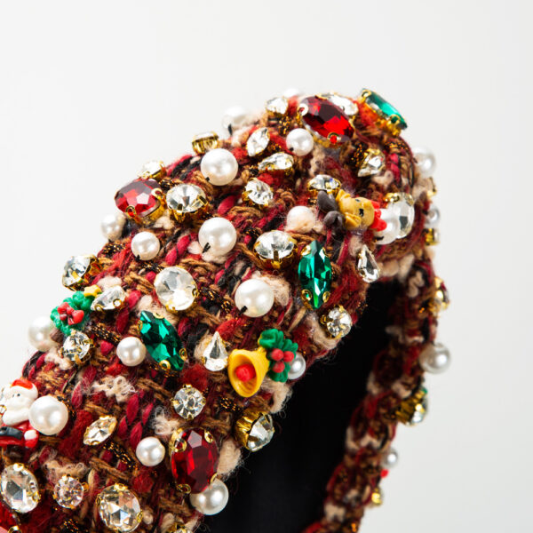 Wholesale Christmas Pearl Bell Wide Edge Hair Hoops