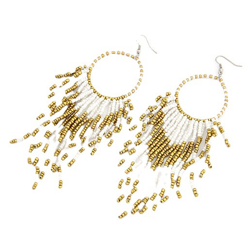Wholesale Rice Beads Fashion Boho Style Beaded Tassel Drop Earrings