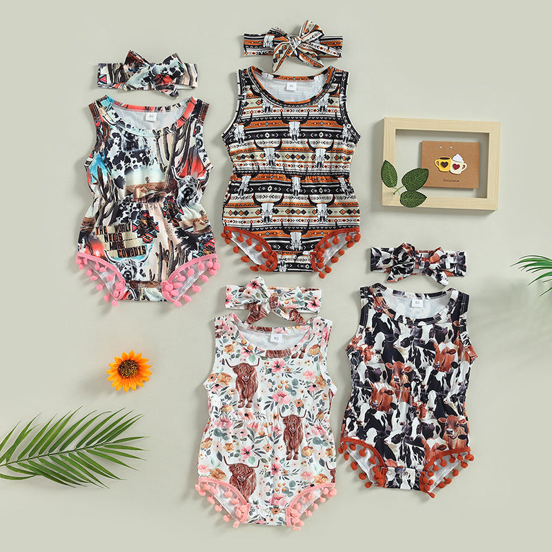Wholesale Cotton Western Style Aztec Pattern Baby Onesies