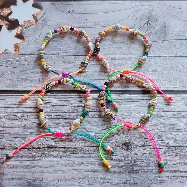 Wholesale Rice Bead Natural Shell Conch Handmade Woven Bracelet