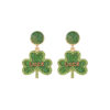 Wholesale St. Patrick's Four-leaf Clover Alloy Oil-drip Diamond LUCK Earrings