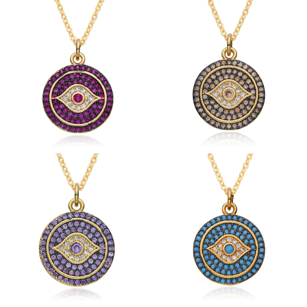 Wholesale Creative Exaerated Round Devil Eye Necklace Clavicle Chain