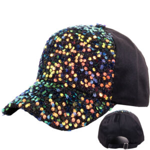Black-Color Sequin Cloth Cap / Adjustable