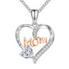 Wholesale Mother's Day Mom Heart-shaped Engraved Diamond Alloy Necklace