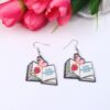 Wholesale Teacher's Day Wood Printing Pencil Book Ear Studs